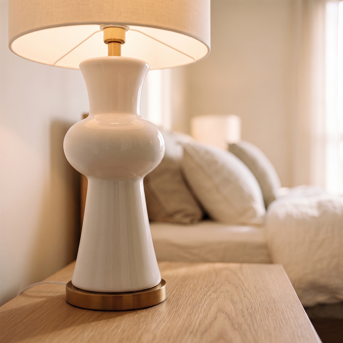 White Table Lamp #TL0394, close view