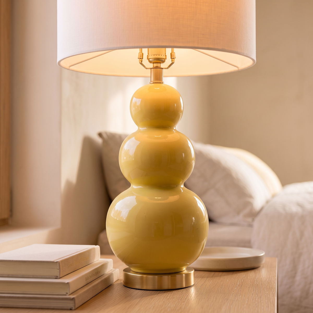 Yellow Stacked Sphere Table Lamp #TL0397, close view