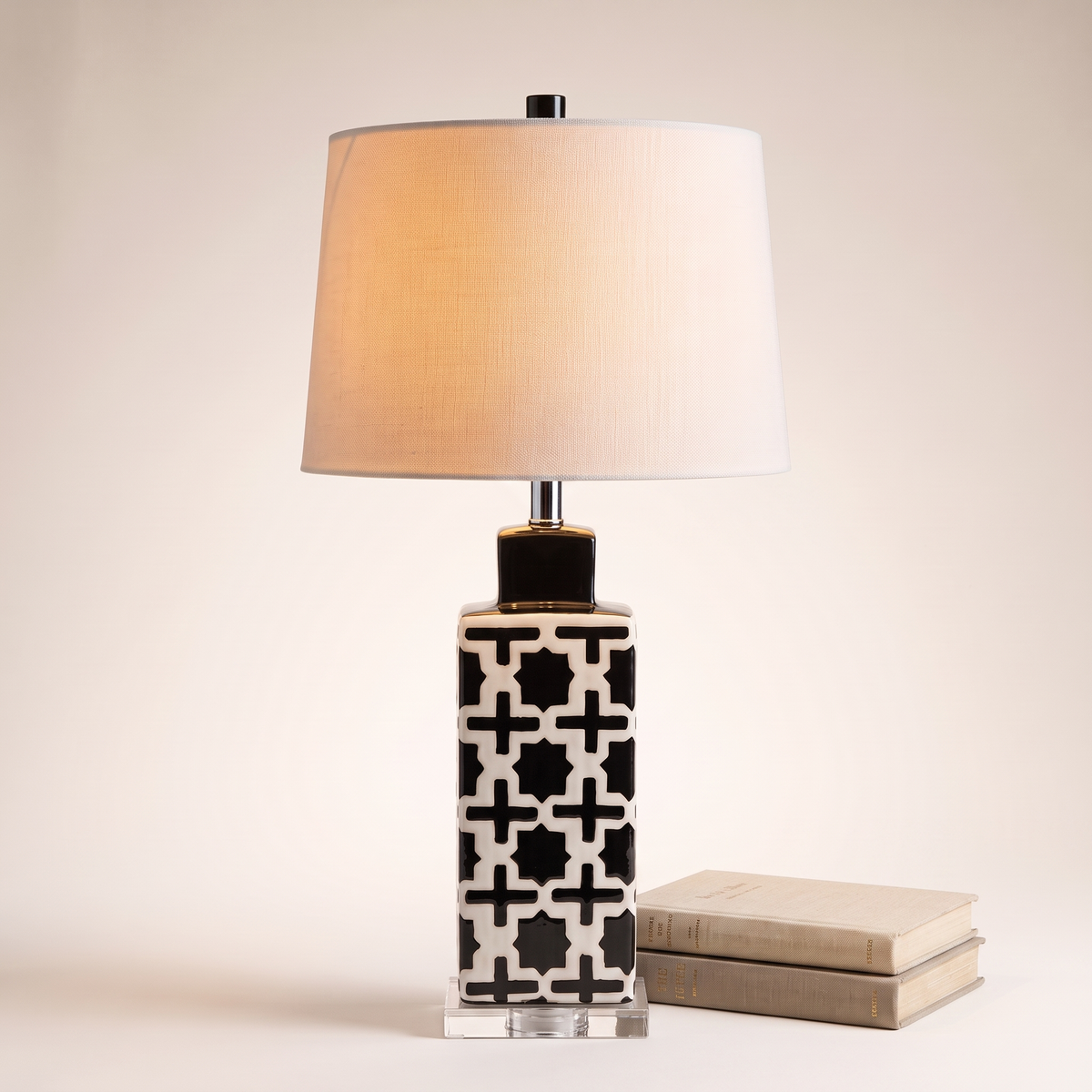 Black and White Table Lamp #TL0386, styled detail