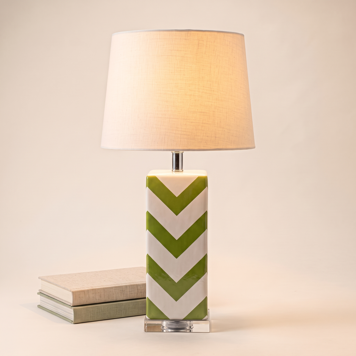 Green & White Table Lamp #TL0385, styled detail