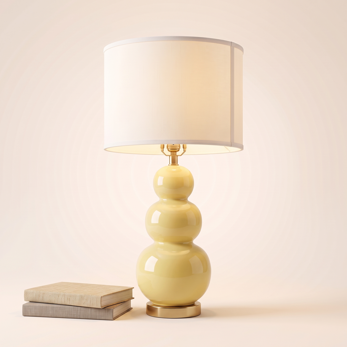 Yellow Stacked Sphere Table Lamp #TL0397, styled detail