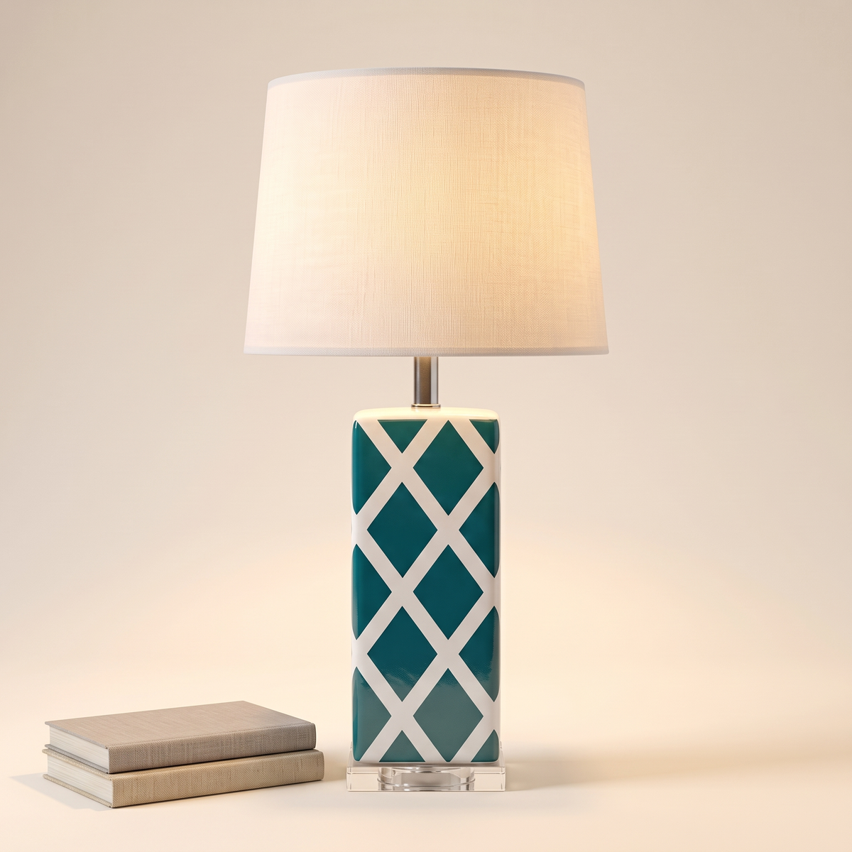 Teal Blue Table Lamp #TL0384, styled detail