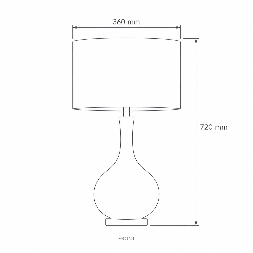 White Table Lamp #TL0399, dimensions drawing