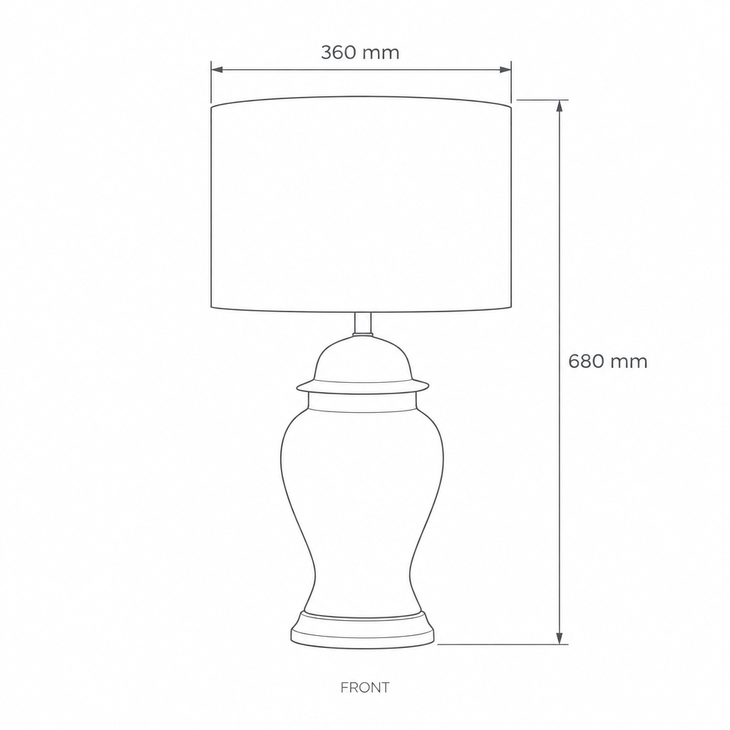 Yellow Table Lamp #TL0377, dimensions drawing