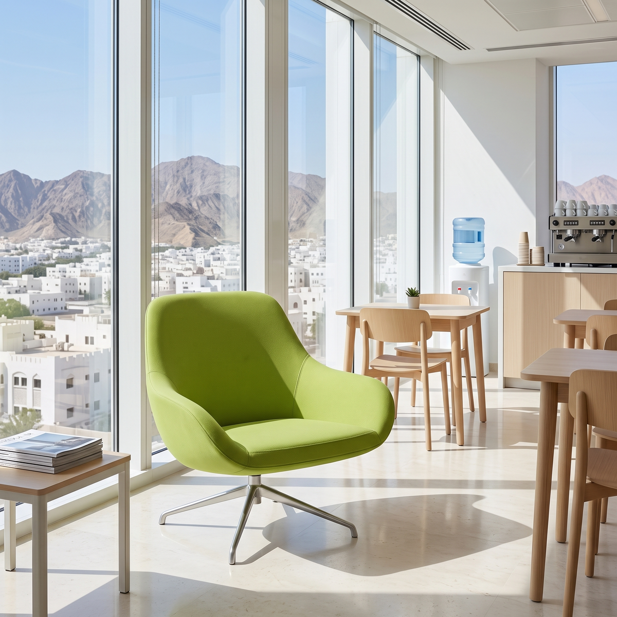 Lime Green Visitor Chair, second room view