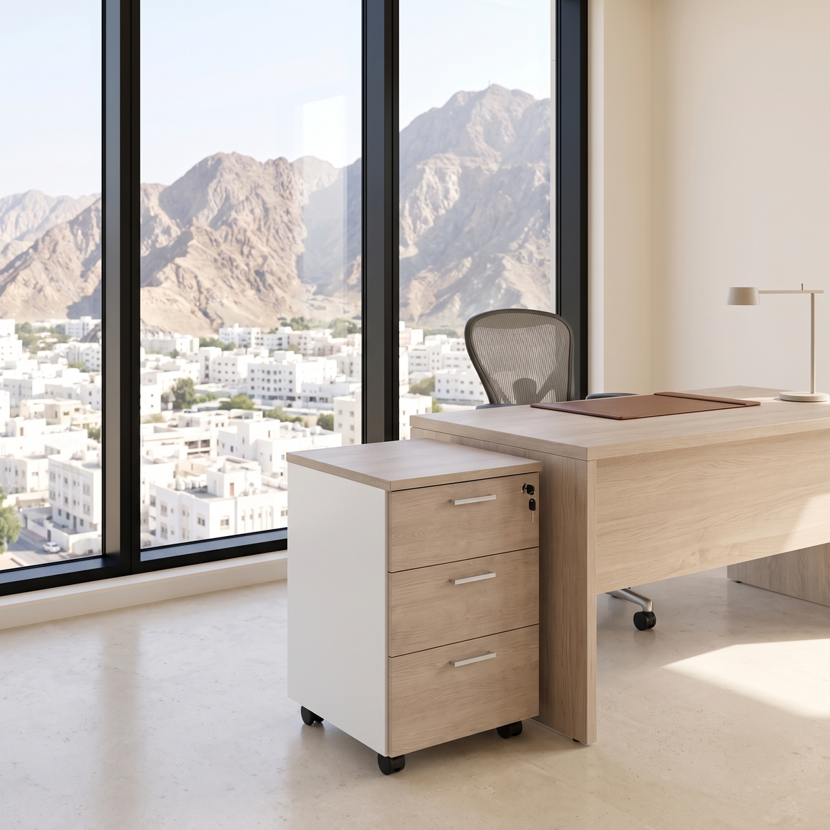 Lockable 3-Drawer Mobile Pedestal Cabinet, second room view