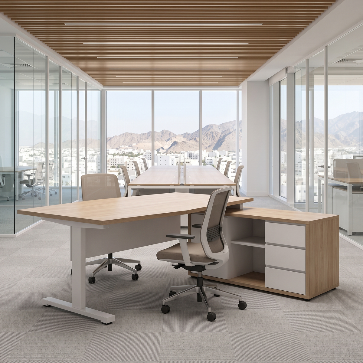 Executive Height Adjustable L-Shaped Desk, second room view