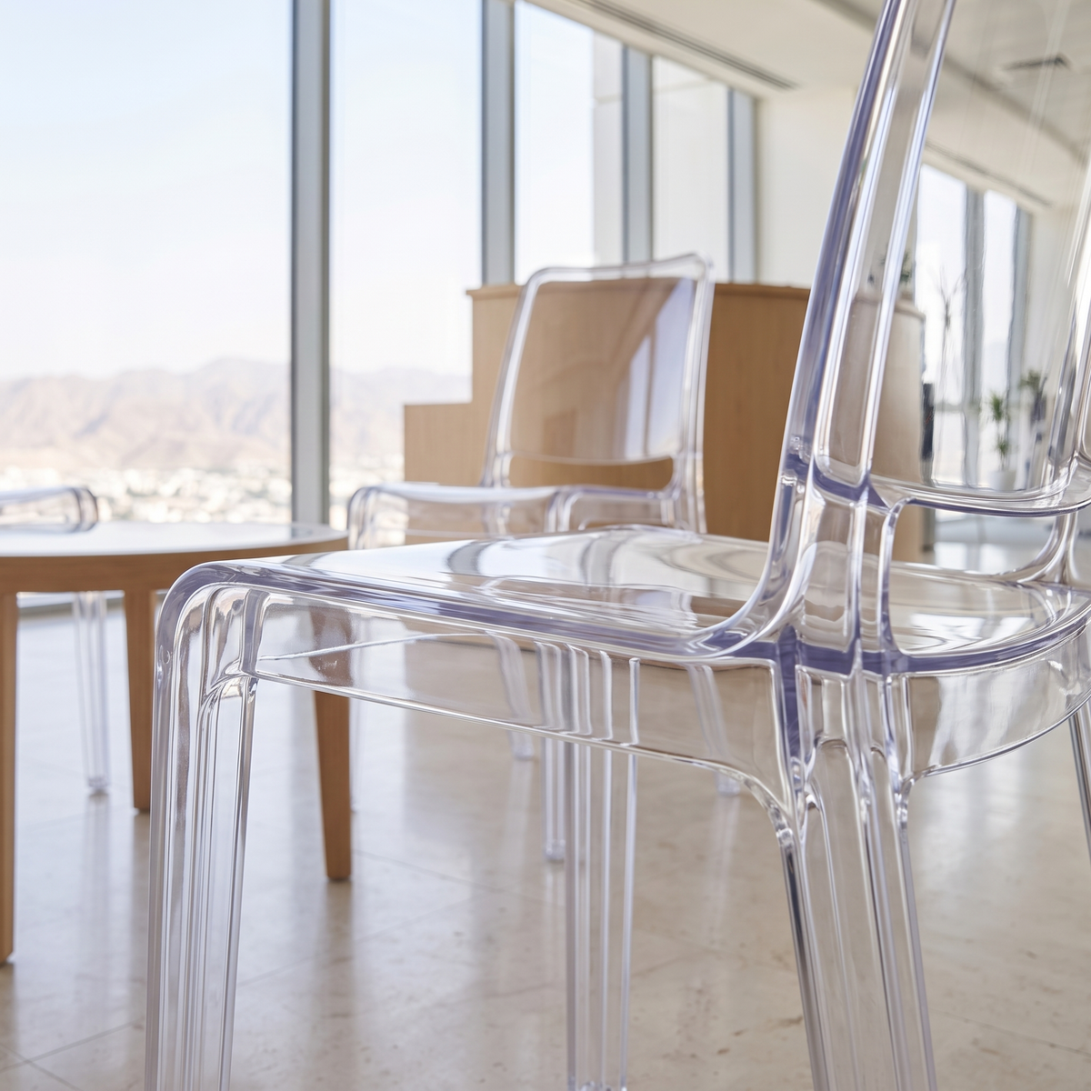 Transparent Acrylic Visitor Chair, close view