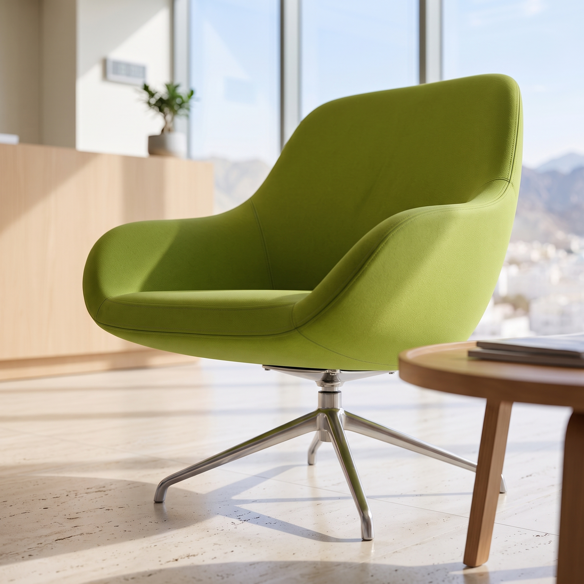 Lime Green Visitor Chair, close view