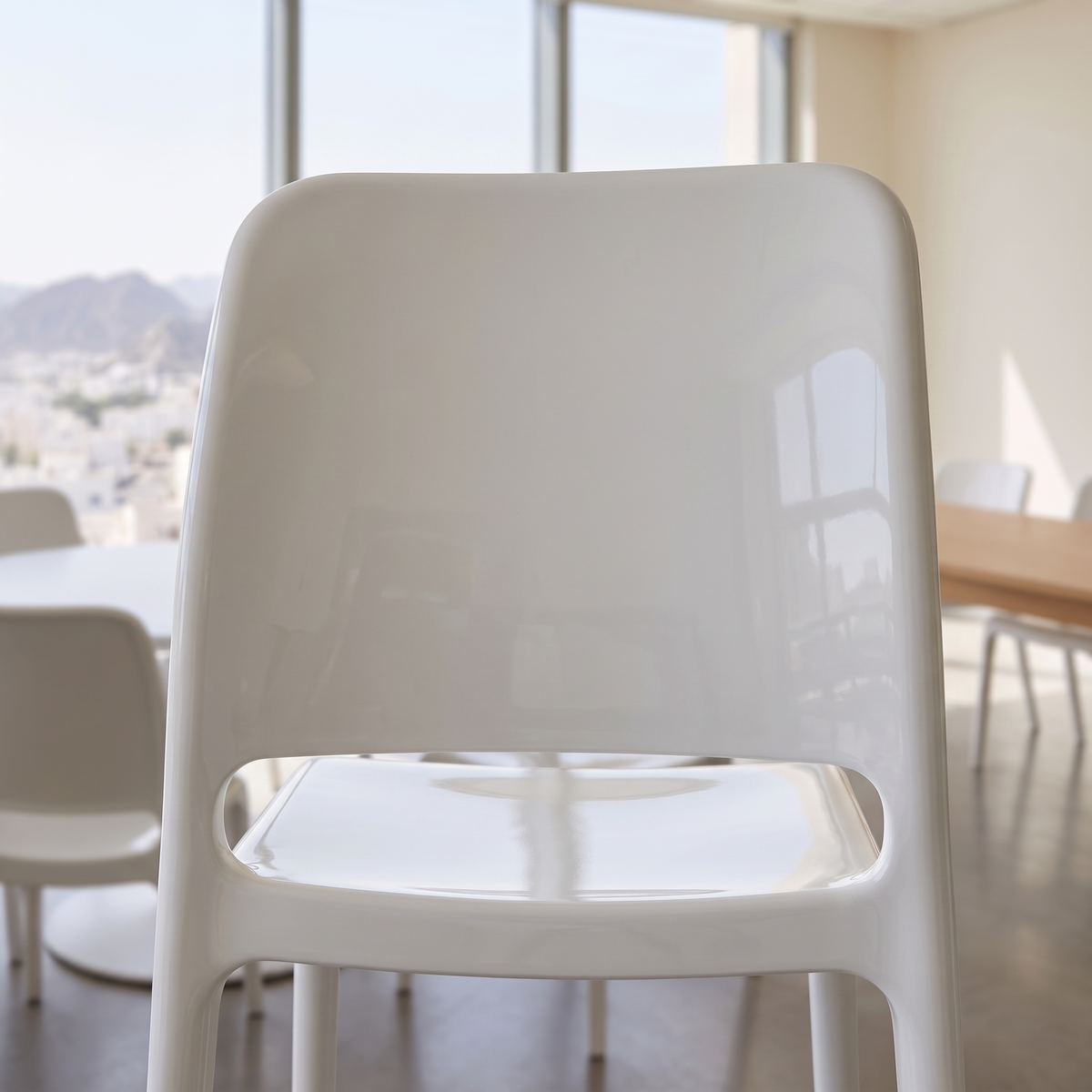 Xena White Visitor Chair, close view