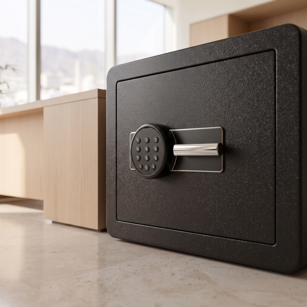 Black Fire Resistant Safe #1-4, close view