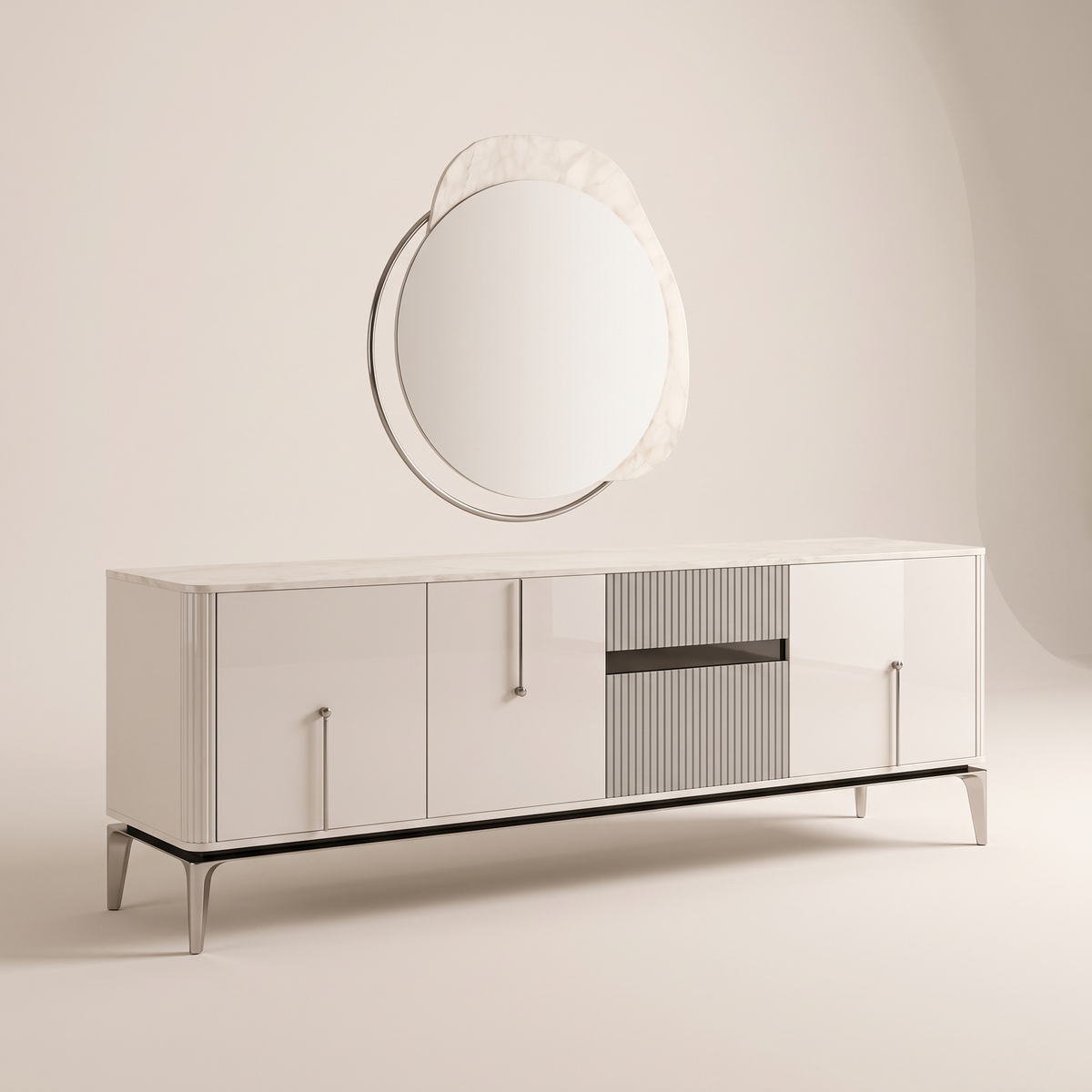 Stil Sideboard with Mirror, full studio view