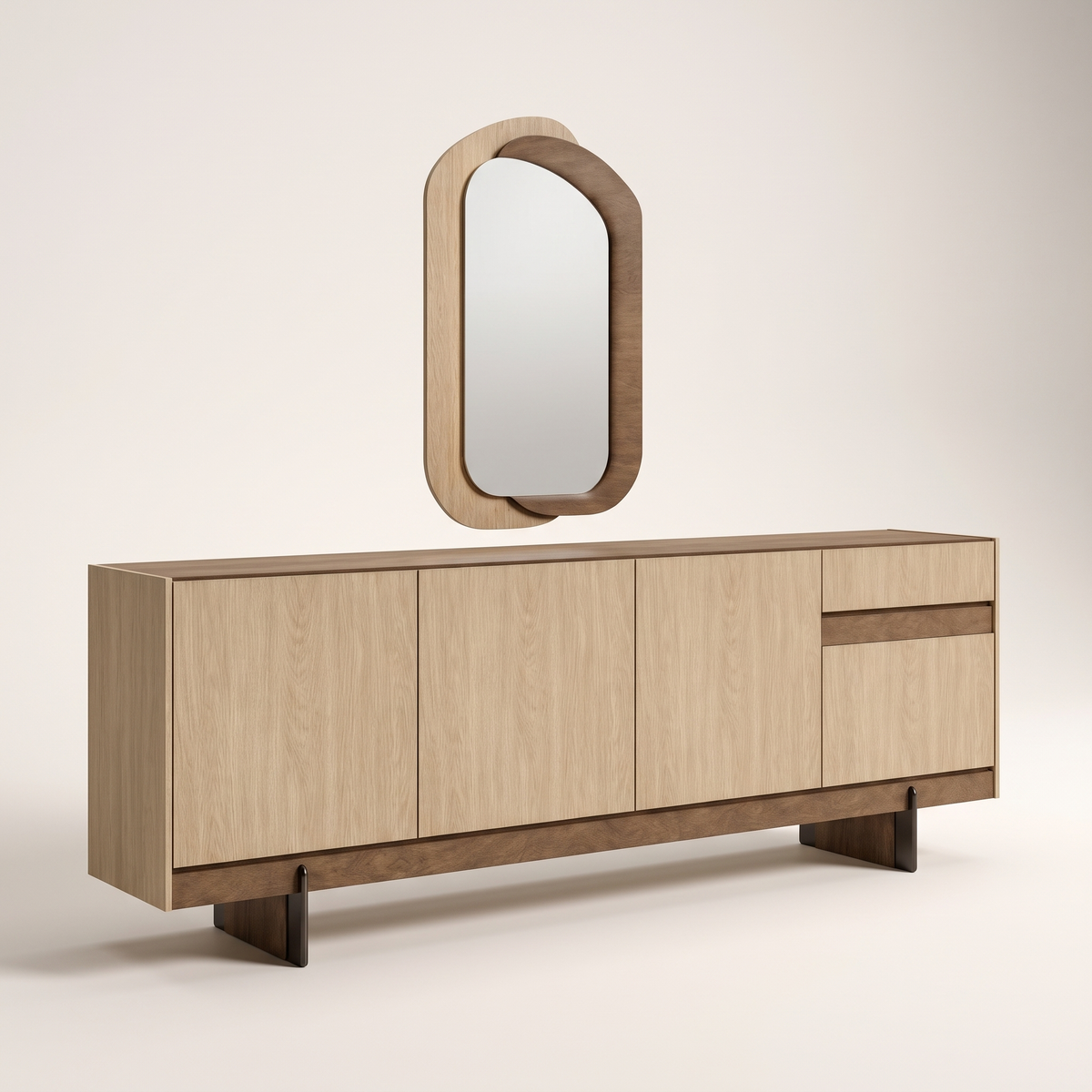 Rota Sideboard with Mirror, full studio view