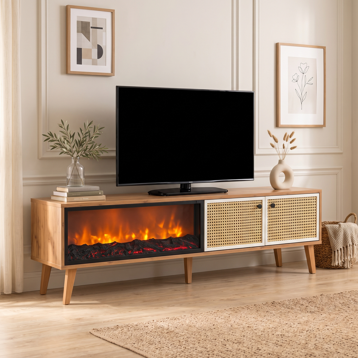 Hazeran TV Stand in a bright contemporary living room