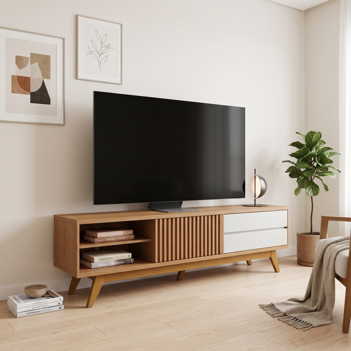 Veneza TV Stand in a bright contemporary living room