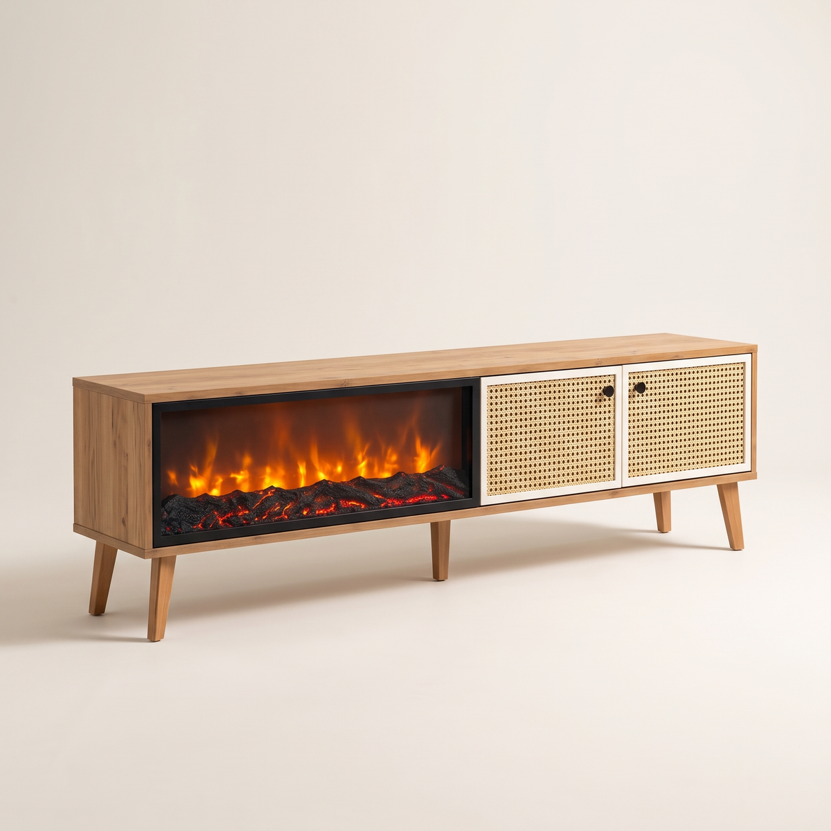 Hazeran TV Stand, studio shot on a warm off-white backdrop