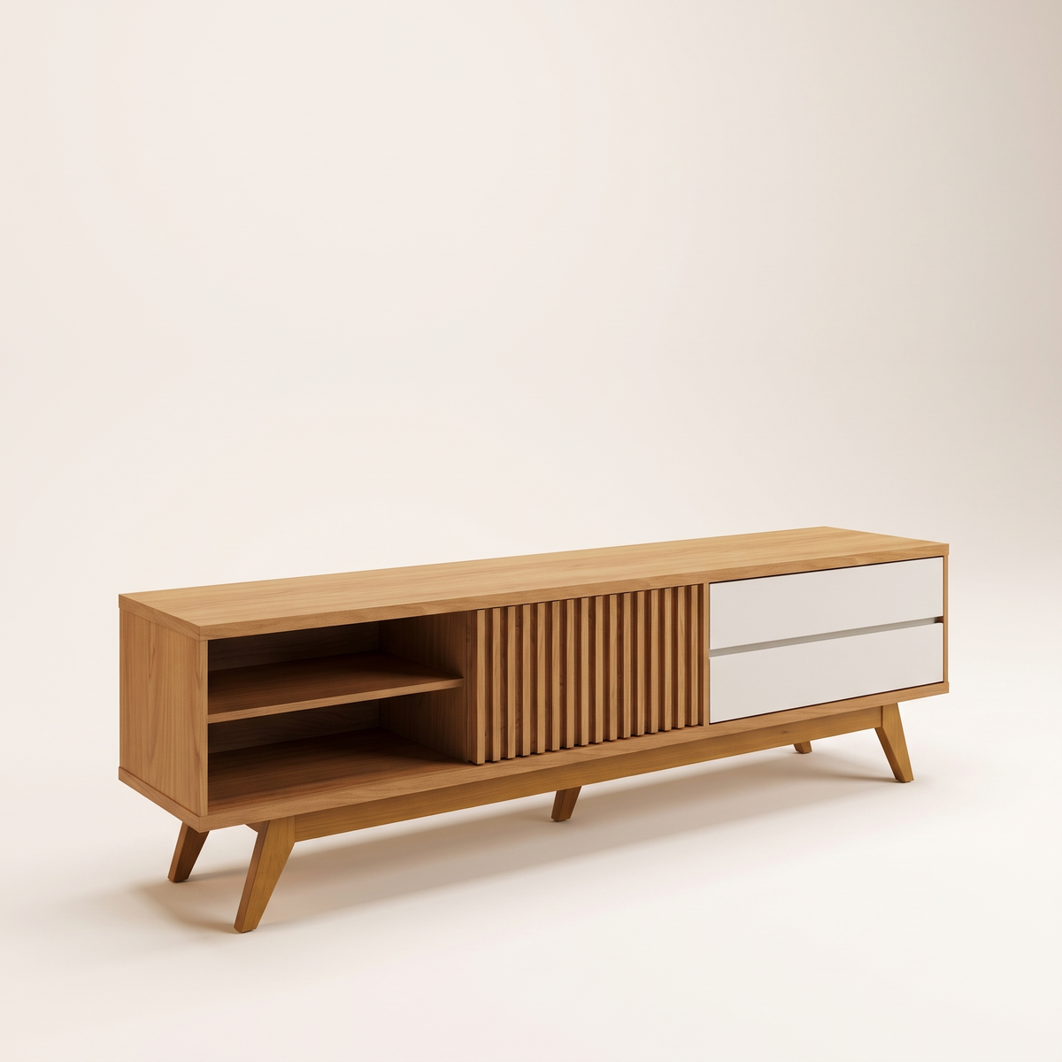 Veneza TV Stand, studio shot on a warm off-white backdrop