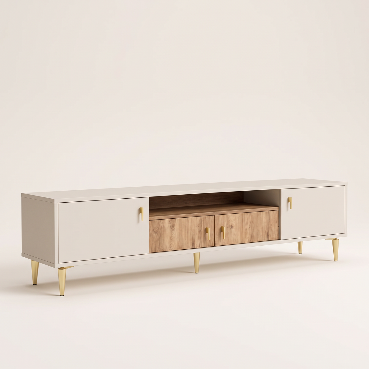 Beyza TV Stand, studio shot on a warm off-white backdrop