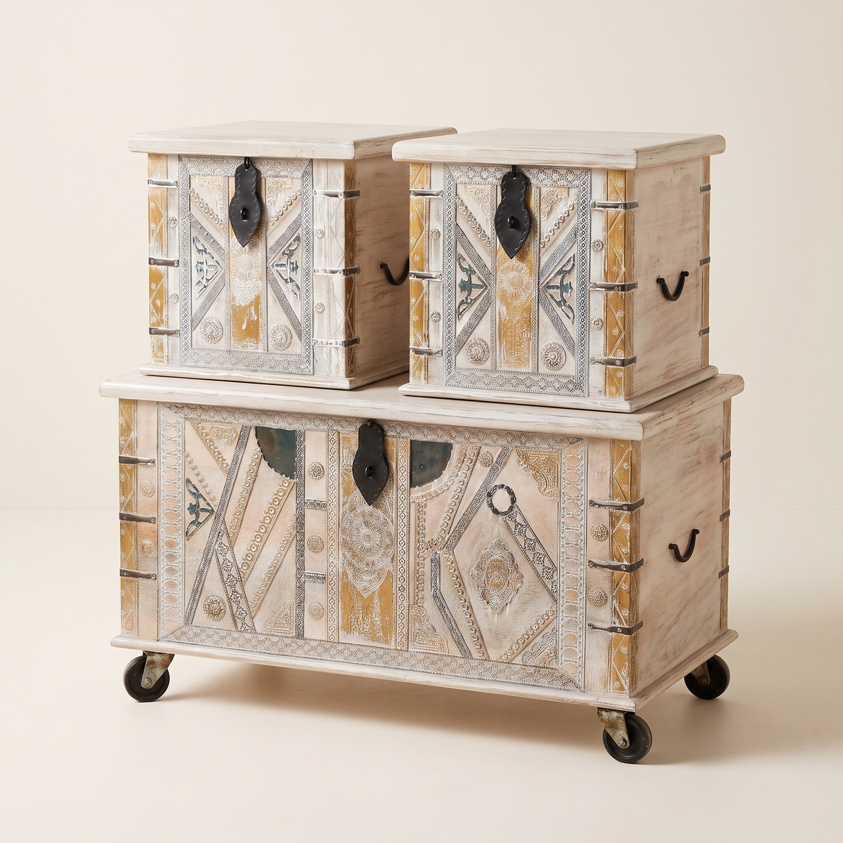 Accent Chests Set of 3, full studio view
