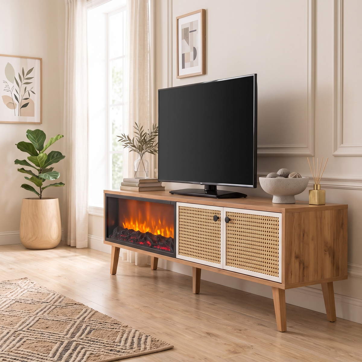 Hazeran TV Stand, room view from a second angle