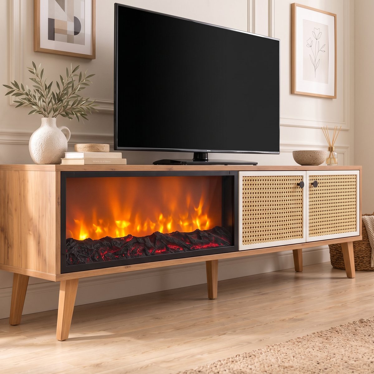 Hazeran TV Stand, close angled room view