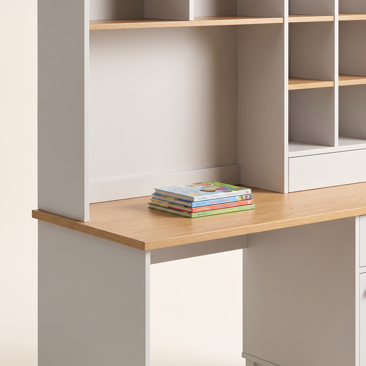 Etro Grey Bedroom Set, study desk and hutch with picture books
