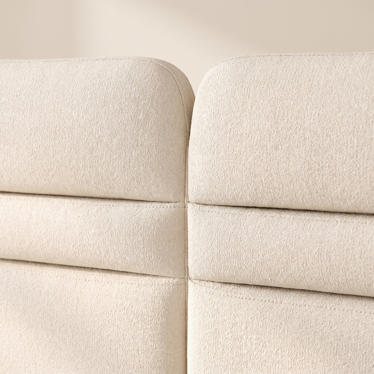 Rota Bedroom Set, channelled ivory headboard detail