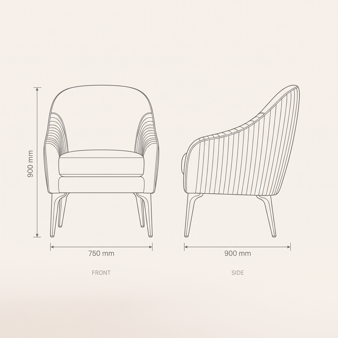 Stil Sofa Arm Chair dimensions drawing
