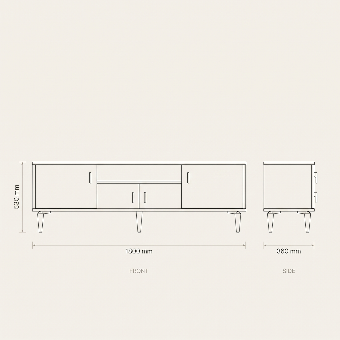 Beyza TV Stand dimensions drawing