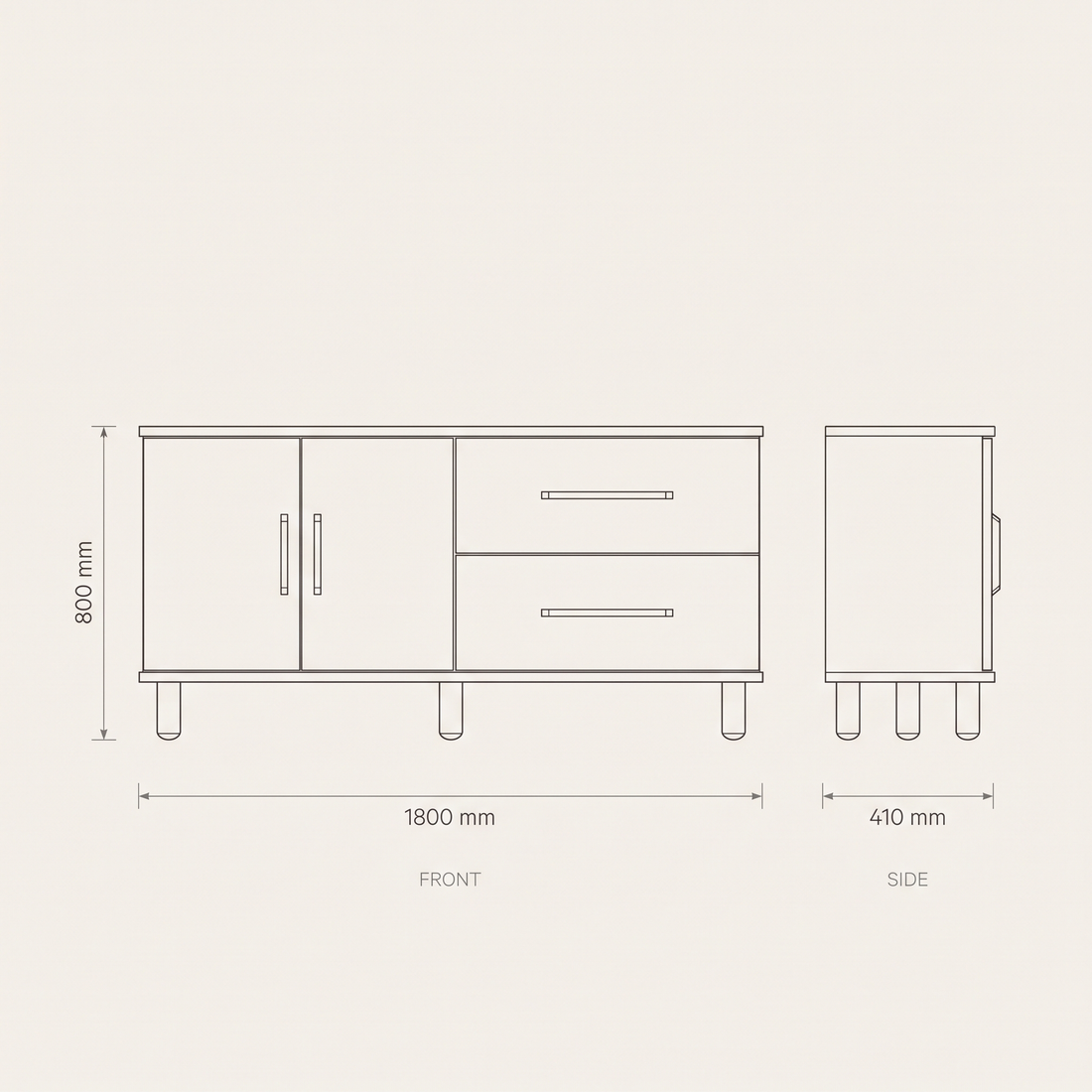 Cemre Console Cabinet dimensions drawing