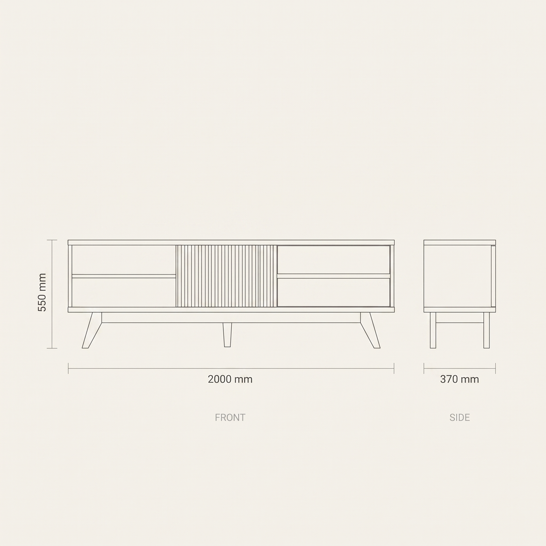 Veneza TV Stand dimensions drawing