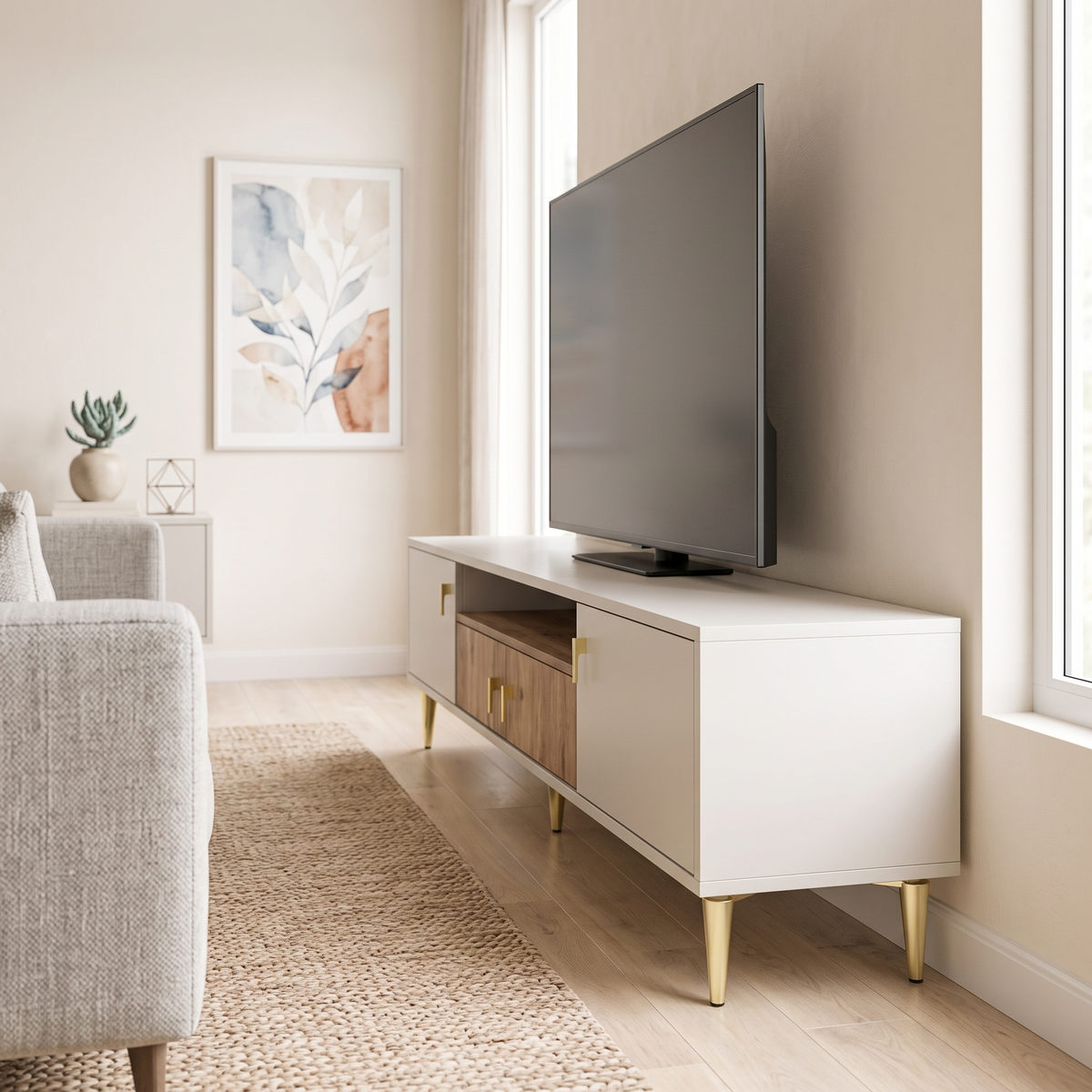 Beyza TV Stand, room view from a second angle