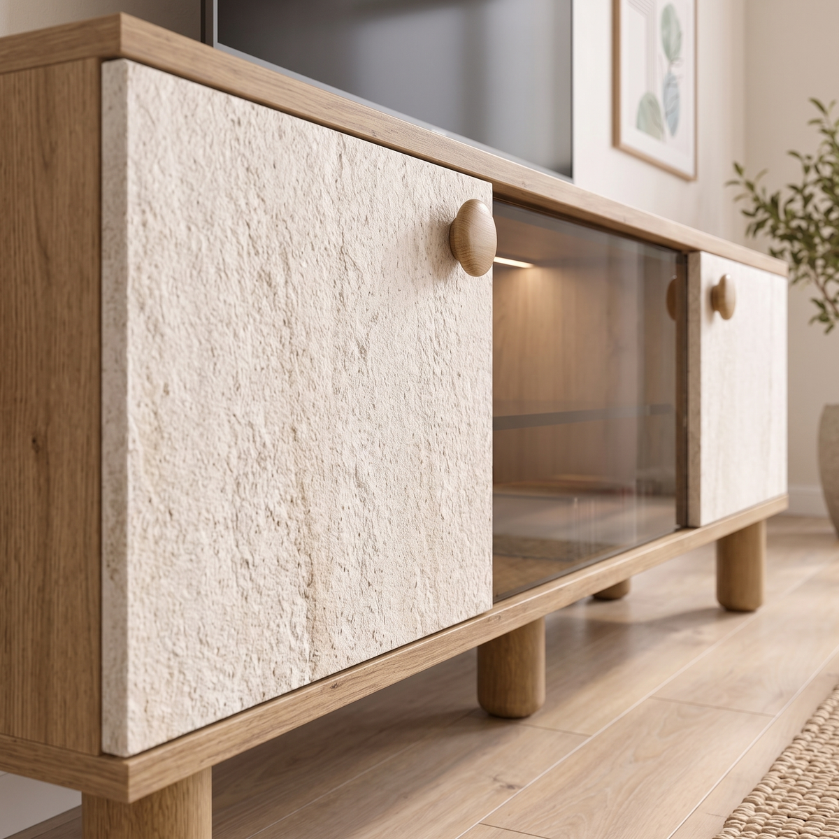Ela TV Stand, close angled room view