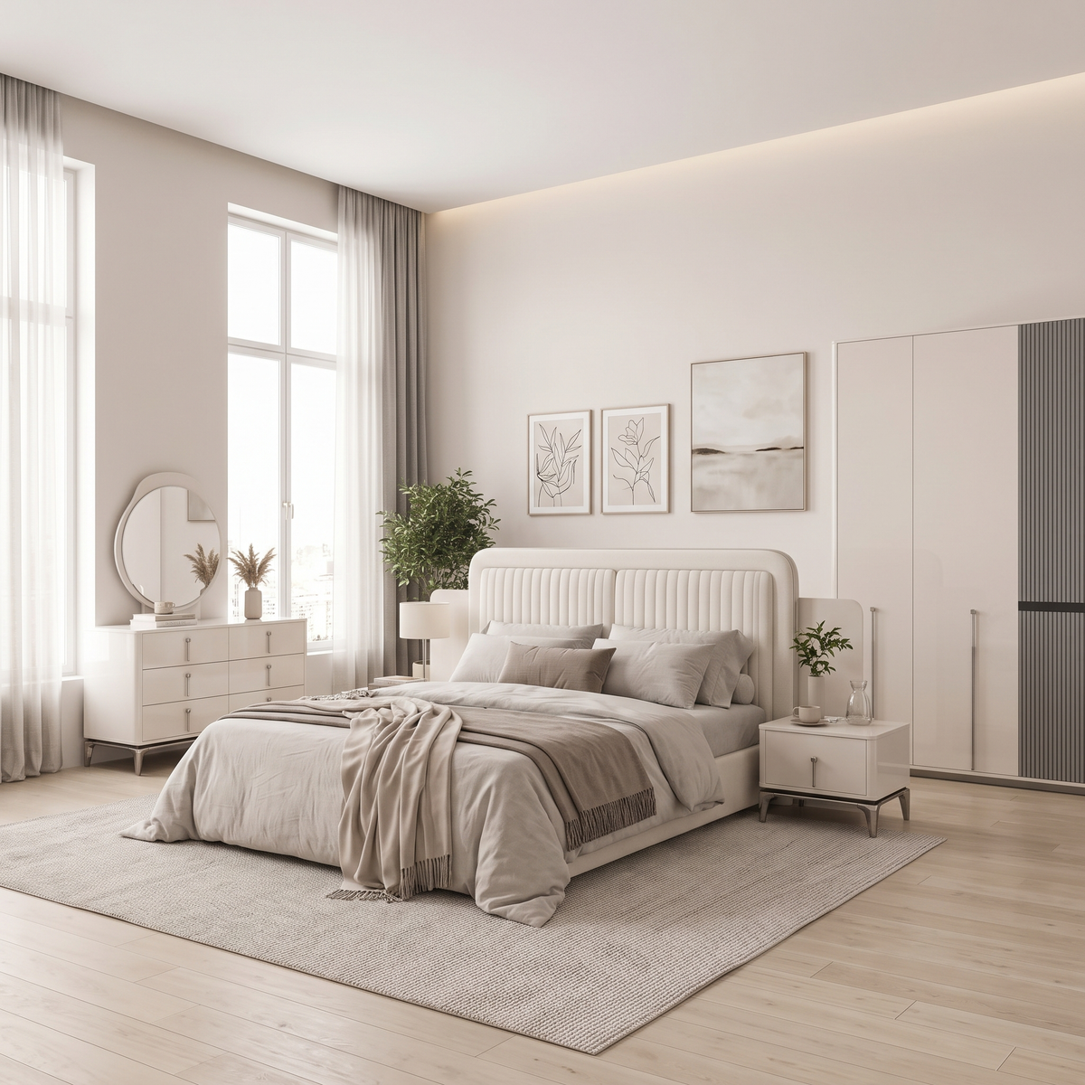 Stil King Bedroom Set, diagonal view from the side of the bed