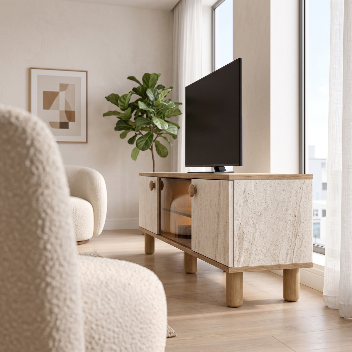 Ela TV Stand, room view from a second angle