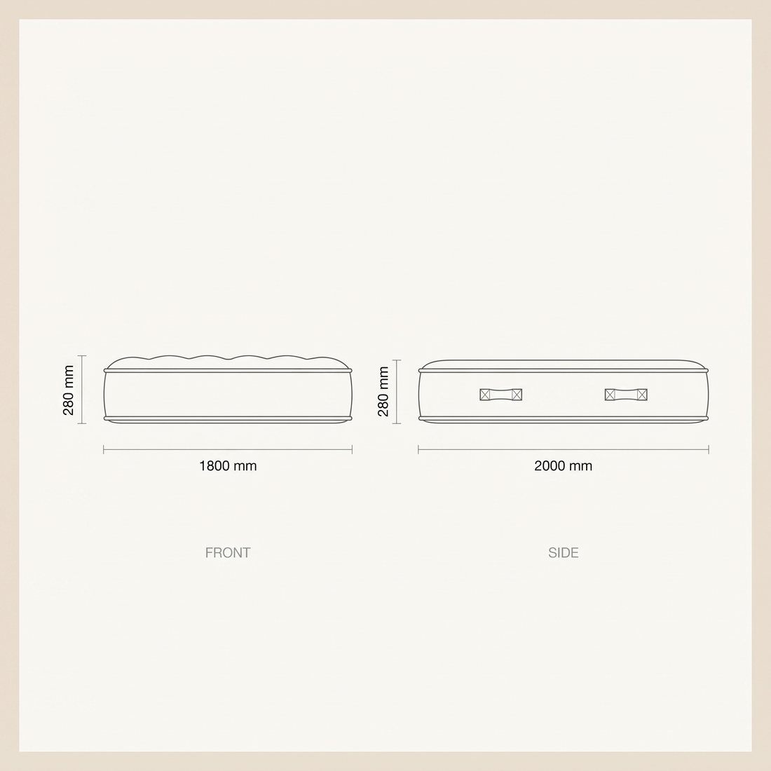 Cloud 9 Crescent Mattress 200x180 dimensions drawing