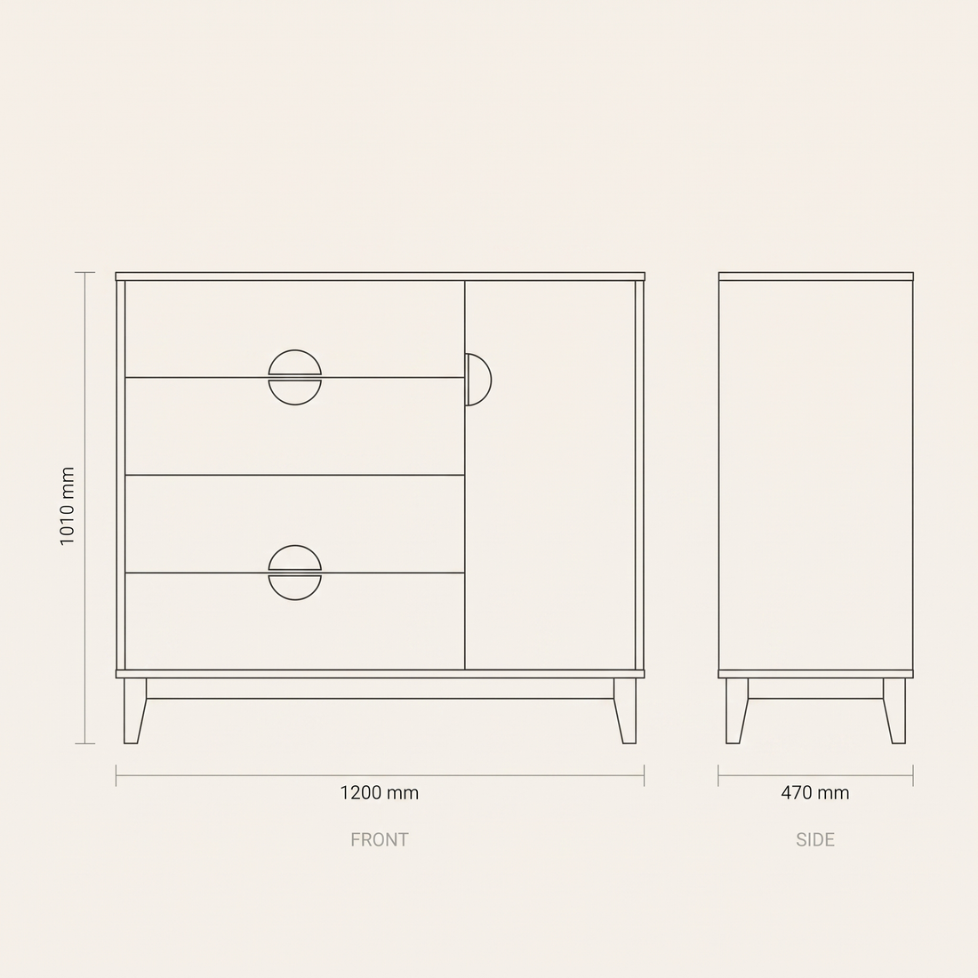 IPE 4 Drawer Shoe Rack dimensions drawing