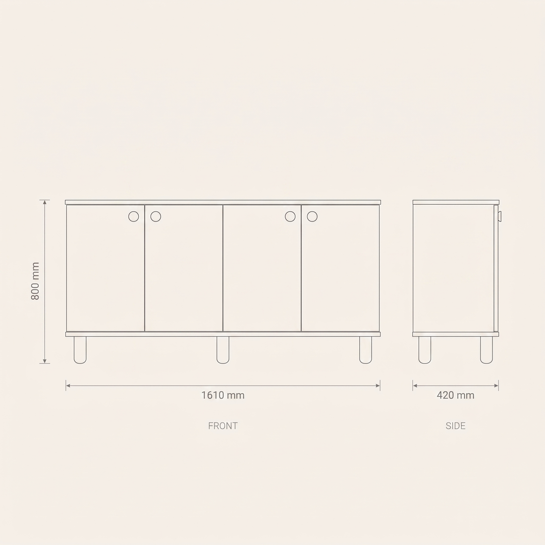 Ela Console Cabinet dimensions drawing