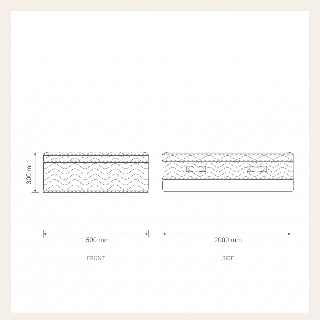 Raha Supreme Mattress 200x150 dimensions drawing