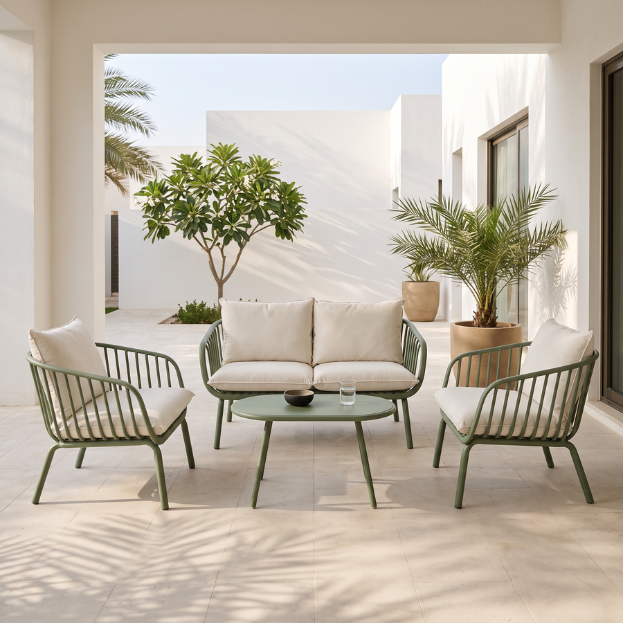 Sage Green Spindle Garden Sofa Set #F850