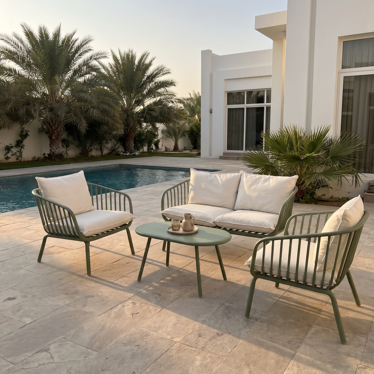 Sage Green Spindle Garden Sofa Set #F850, second view
