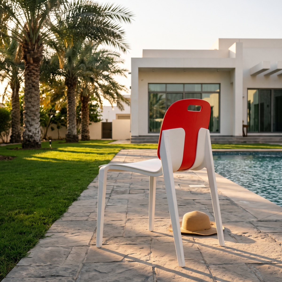 Red Plastic Garden Chair #CS02, second view