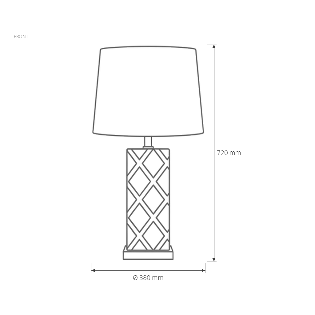 Yellow Table Lamp #TL0380 dimensions drawing