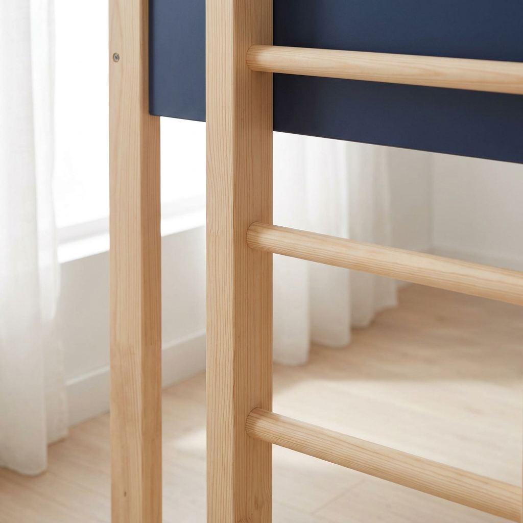 Pine ladder and navy panel detail