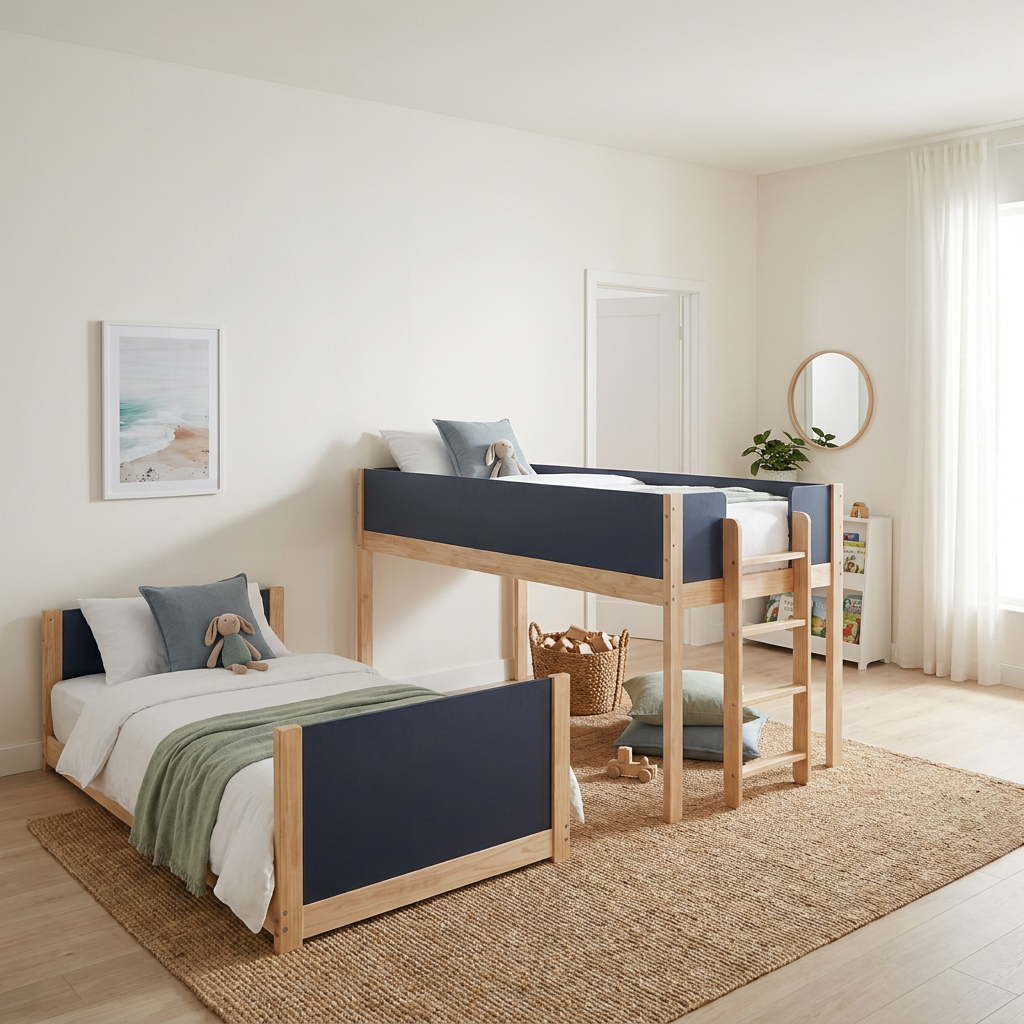 Twin Bunk Bed seen from the window side of the room