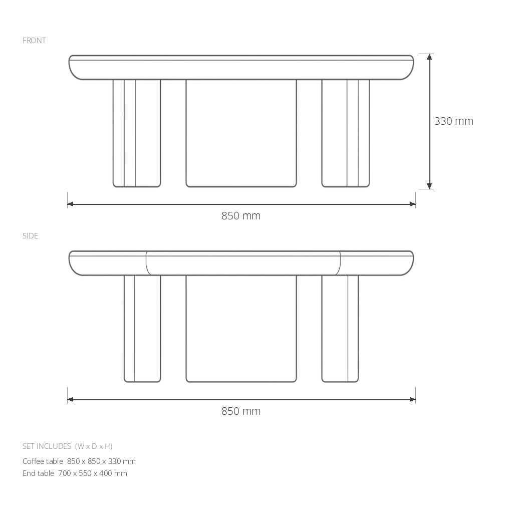 Coffee Table Set #CT-267 dimensions drawing