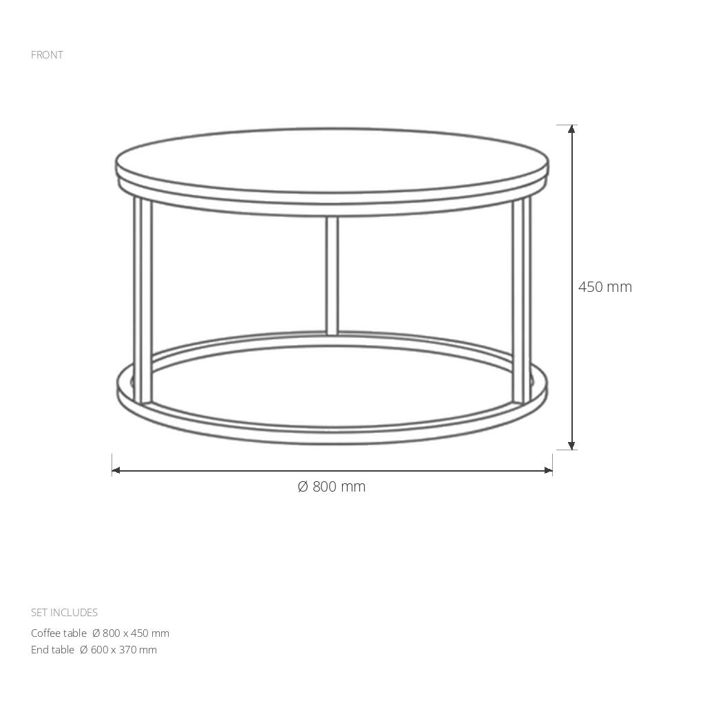 Coffee Table Set #LCT949 dimensions drawing